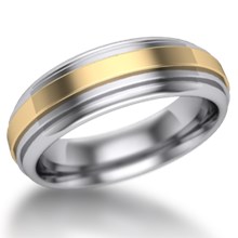 Deco Flat Two Tone Wedding Ring